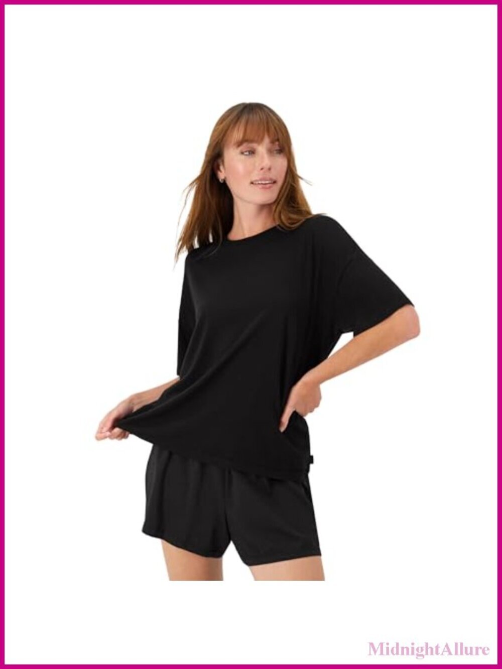 Women's Pajama Set: Bamboo Viscose Blend T-Shirt & Sleep Shorts